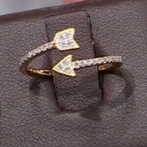 Rarities Carol Brodie Gold Plated Silver 1/6 ctw Diamond Bypass Arrow Ring 8/9